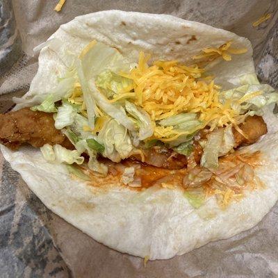 Cholula Crispy Chicken soft taco. $1.°° on value menu. Pretty good for a buck.