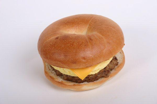 Sausage egg & cheese bagel