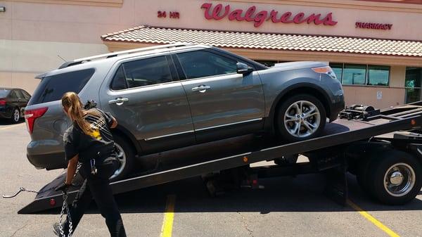 Dead car. Flatbed tow by Desert Eagle Towing.