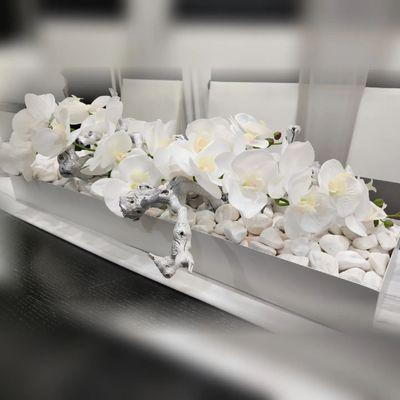 Jungle white orchid table centerpiece! One more day , another creation of mine!