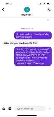 Lack of communication and no response but replied to my friend number showing he purposely ghost