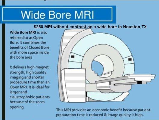 $250 MRI without contrast on a wide bore in Houston,TX