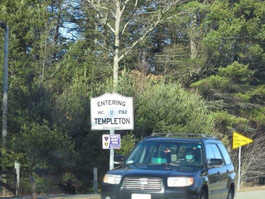 Entering Templeton, Massachusetts.