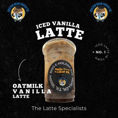 Iced and hot lattes available in mocha, vanilla, caramel, banana and seasonal pumpkin spice!