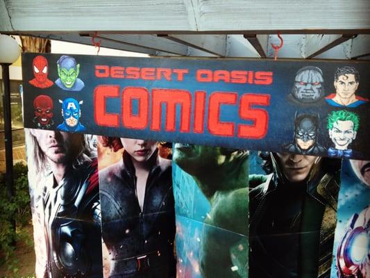 Desert Oasis Comics' Hand-painted sign!