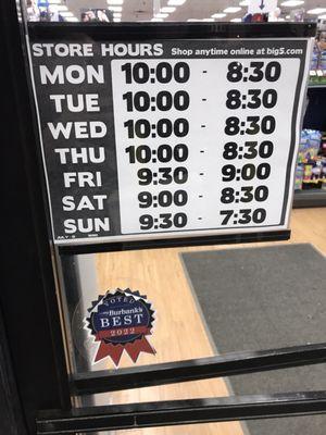 Store Hours 7-19-2022