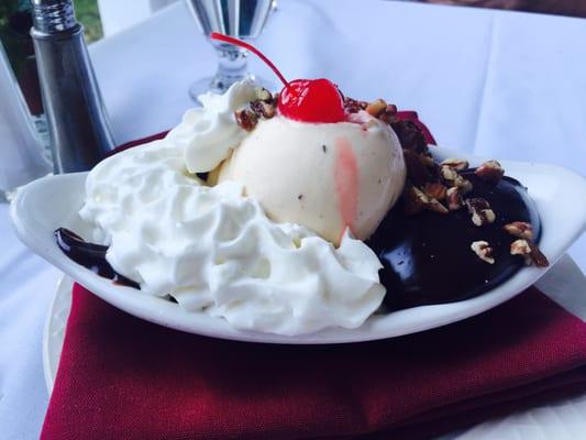 Hot Fudge Brownie Sundae dessert to share