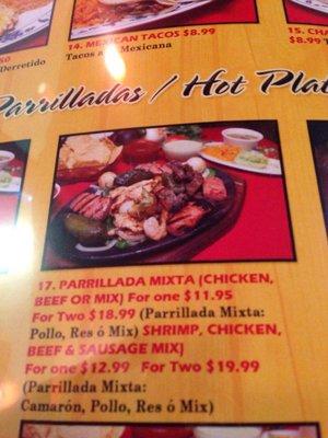 Description of 4 way fajitas