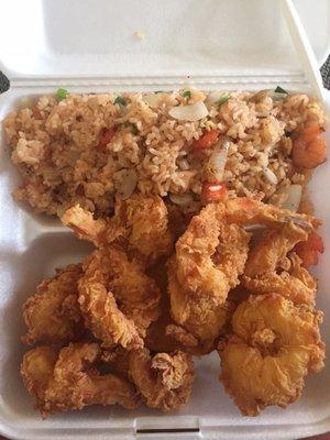 Fried shrimp plate, $9.99