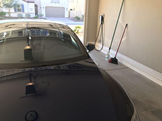 Clean, professional Tesla High-Powered Wall Charger installation.