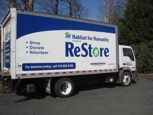 Schedule pick up by the Habitat Choptank ReStore for your larger donations.