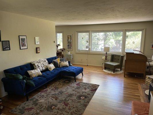 Clean, shiny, refinished hardwood floors