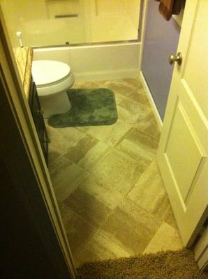 Perfect install of my new marble bathroom floor.