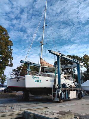 Not many marinas can accommodate the size of a big catamaran. They also allowed us to work and stay on our boat overnight.