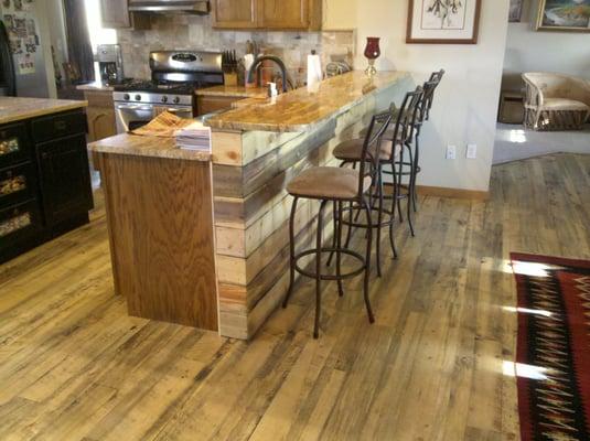 Colorado 'Blue Pine'- Salvaged & Reclaimed beetle killed flooring: Skip-planed Circular Sawn Flooring