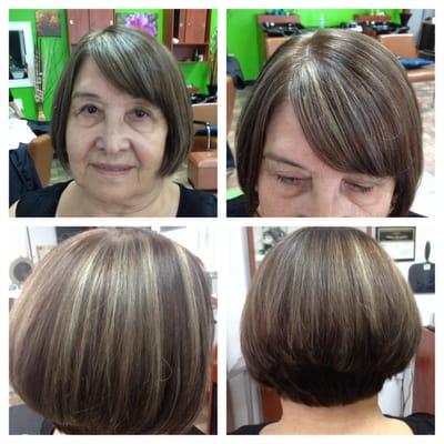 Angie has color highlight and the hair cut at kory's hair salon by kea