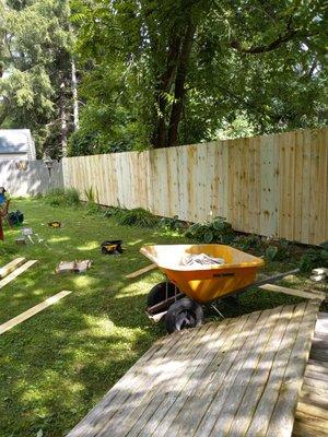 Privacy wood fence hand build