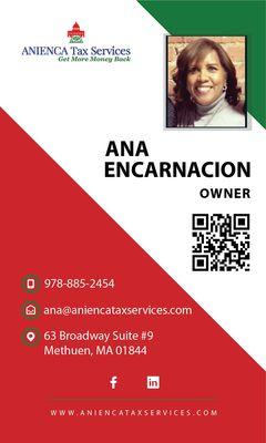 Anienca Tax Services Business Card