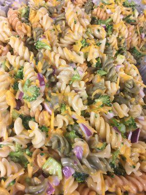 Nan's homemade broccoli-cheddar pasta salad.