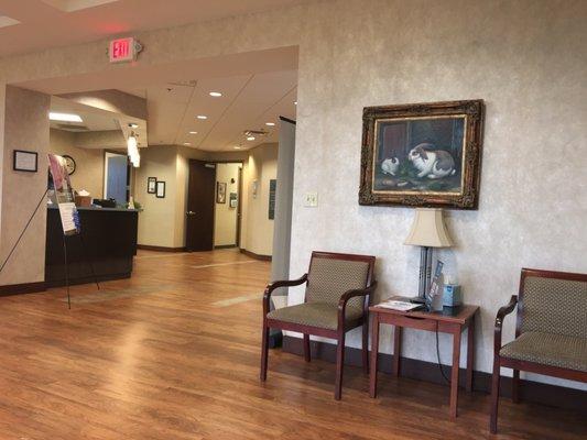 Waiting area and receptionist desk