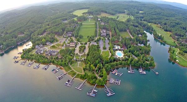 Aerial of Village, Great Lawn, Marina