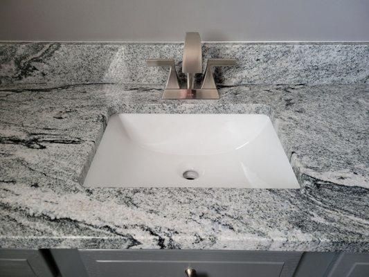 Granite bathroom countertop with sink