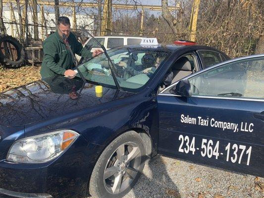 Getting the taxi sparkling with our best "employees in training". Family owned and operated