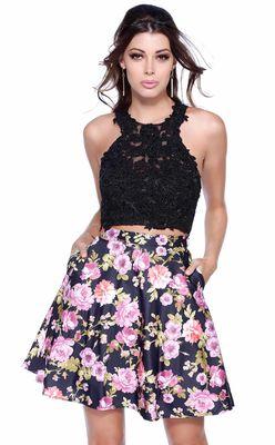 Shail K Black Floral Two Piece #4023