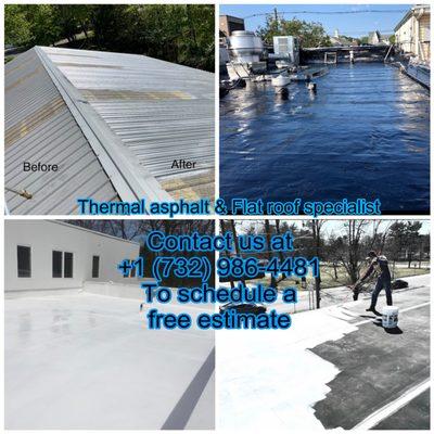 Give us a call to schedule a free detailed estimate We specialize in commercial and residential Roof + sealcoating