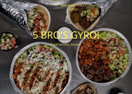 A collection of our gyros and lamb/chicken over rice platters.