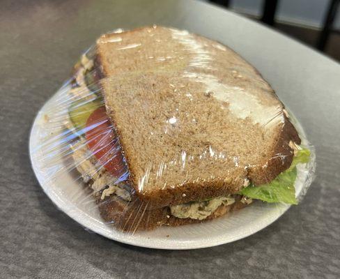 Tuna salad on wheat