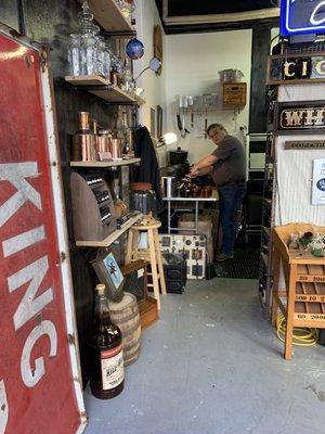 The owner hard at work making candles