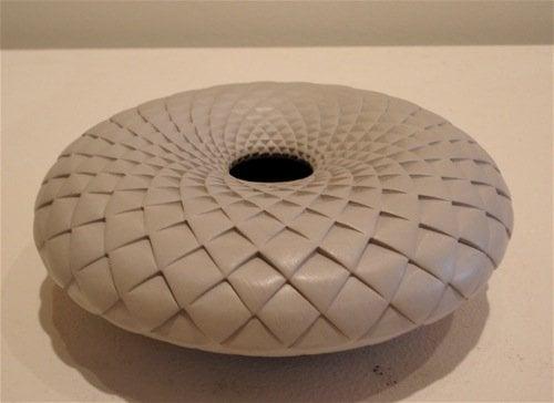 Michael Wisner "Grey Pinecone Vessel" 3" x 7" ceramic