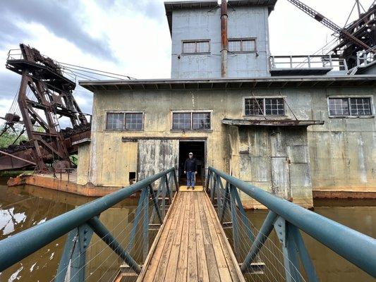 Walking thru the dredge.