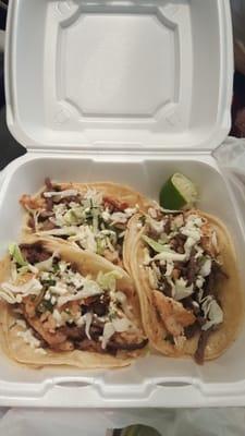 Chicken and beef tacos