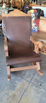 Absolutely gorgeous handmade and leather rocking chair