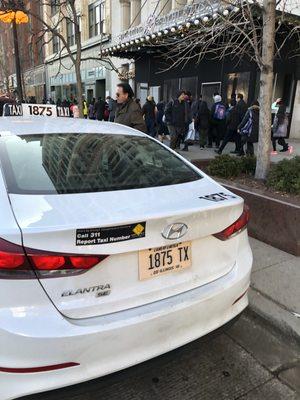 Here was his cab, he almost hurt many pedestrians while blowing three red lights.