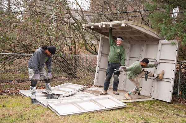 Taking down a shed!