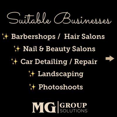 Suitable business - barber shops, nail & beauty salons, landscaping, and photo shooting companies