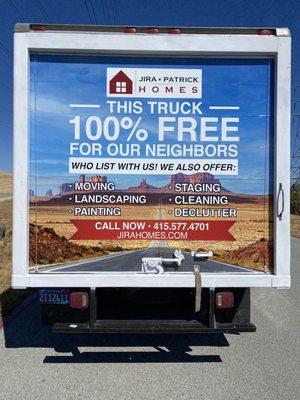 Our new real estate moving truck, wrapped