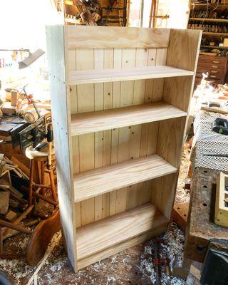 Boarded book shelf