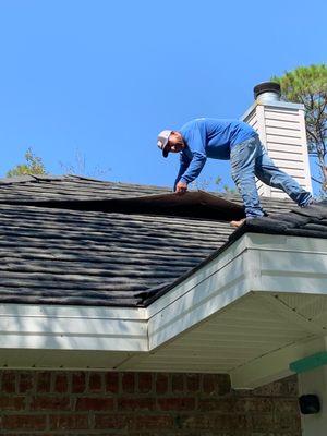 This is a Decra Metal roof after a Tidewater installation that should be all locked together and each shingled piece screwed down!