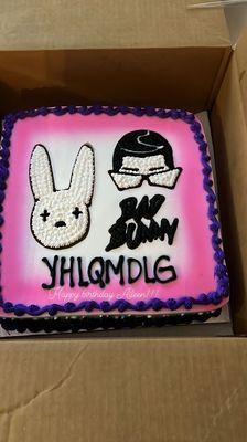 Custom bad bunny cappuccino cake