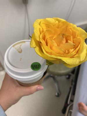 Mother's Day Coffee came with a flower