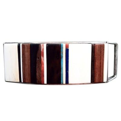 Charles Loloma sterling silver inlay belt buckle