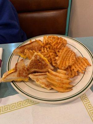 Kids grilled cheese with waffle fries