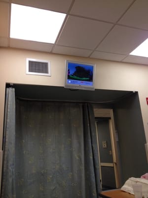 Watch T.V. while waiting for a doctor. Relax awhile.