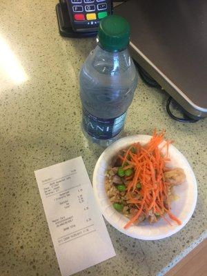 Thats the tiny bowl of food I was served, The bottle and receipt  give a perspective of size.....