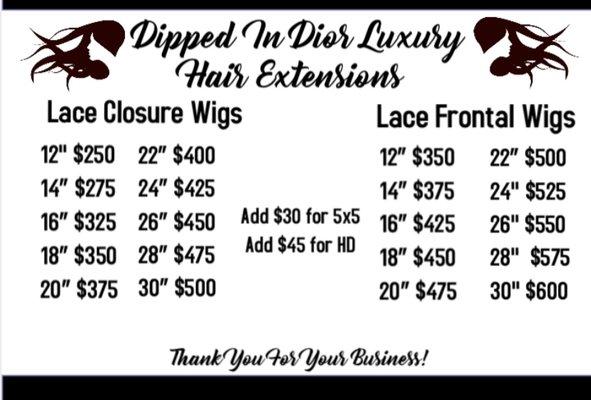 Wig prices