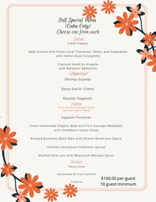 Fall Special Menu